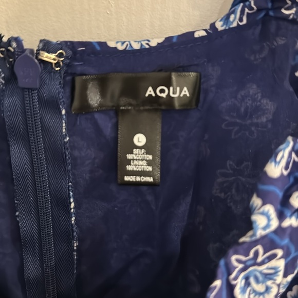 Aqua for Bloomingdales Floral Blue dress L - Picture 3 of 3